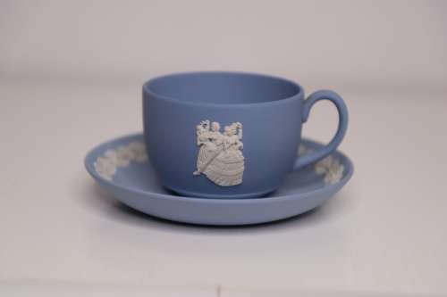 WEDGWOOD BLUE Cup and Saucer-CHRISTMAS 1998