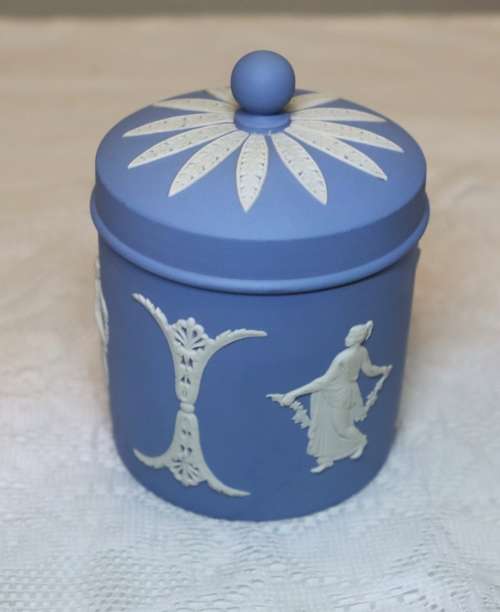 WEDGWOOD--BLUE POT with lid