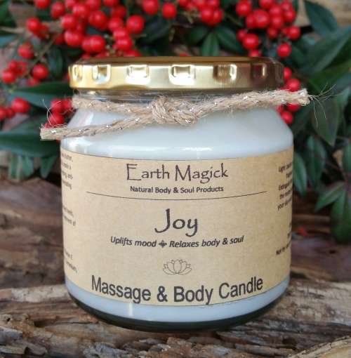 Natural Soy Massage & Body Candle: Joy - Earth Magick (250ml)