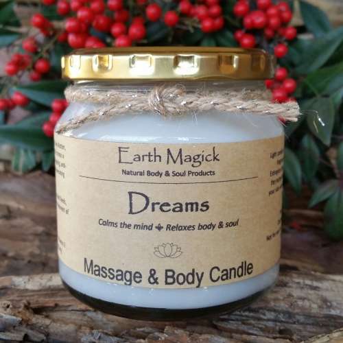 Natural Soy Massage & Body Candle: Dreams - Earth Magick (250ml)