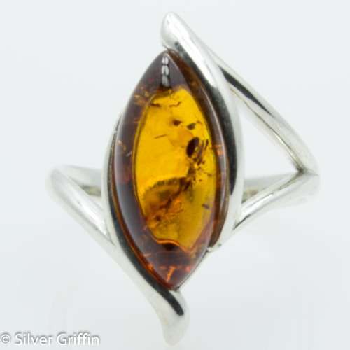 IMPORTED FROM EUROPE BALTIC AMBER,925 SILVER RING, SIZE 8,