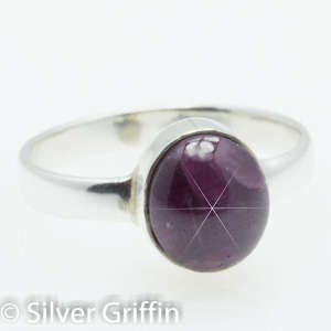5.55ct 100% Real Natural Star Sapphire Silver Ring Size 7 1/4