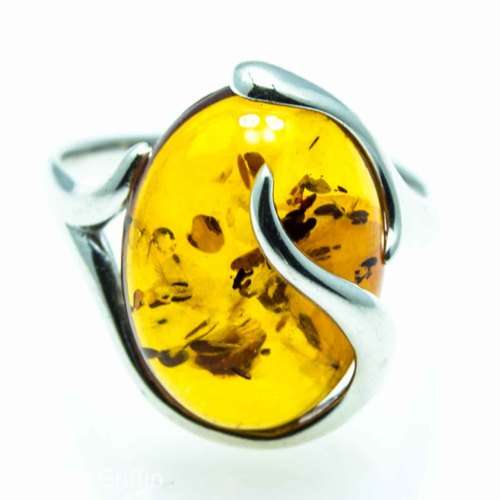 BALTIC AMBER "LIQUID GOLD" 925 SILVER RING IMPORTED FROM EUROPE