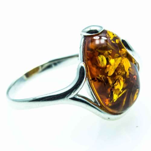 BALTIC AMBER "LIQUID GOLD" 925 SILVER RING IMPORTED FROM EUROPE