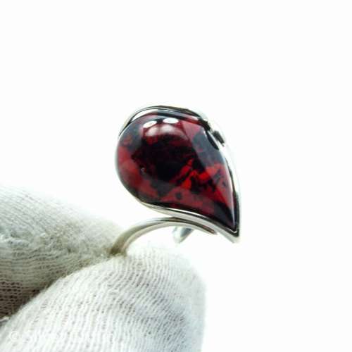 DARK COGNAC BALTIC AMBER 925 SILVER RING IMPORTED FROM POLAND