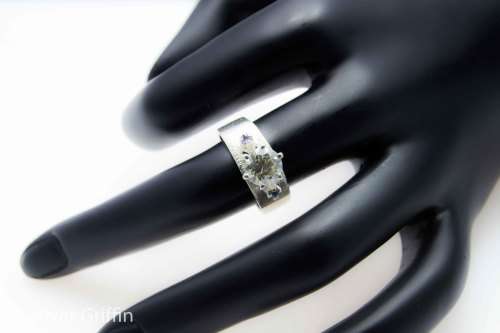 1.38 ct J-K SI2 Colour Round Cut Moissanite  925 Solid Silver Ring