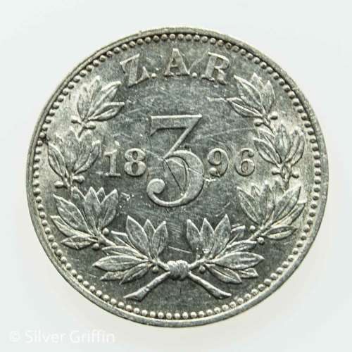 1896 3 Pence Paul Kruger ZAR
