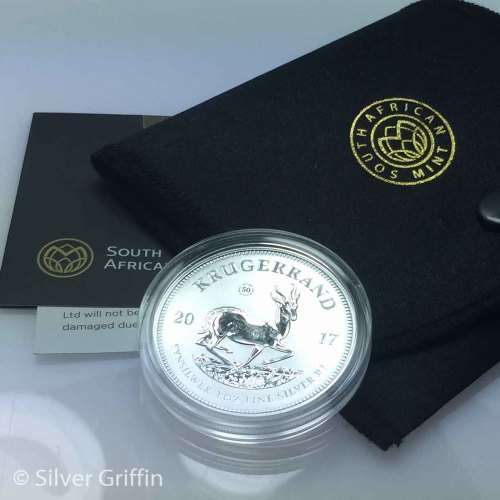 5 AVAILABLE 2017 Silver 1oz Krugerrand Premium uncirculated,certificate of Authentication