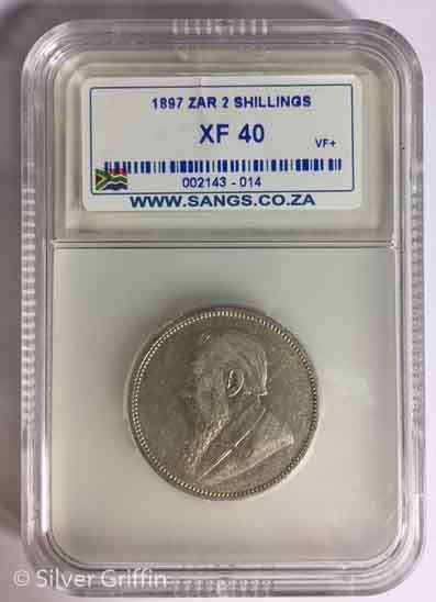 1897  (2-Shilling) Paul Kruger ZAR beautiful  XF 40