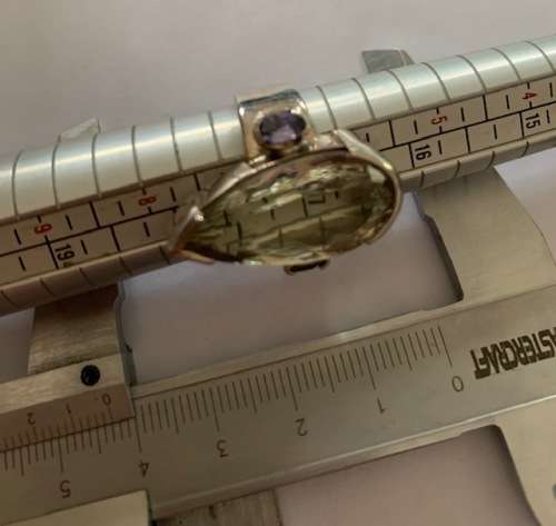 Silver Ring - Green Amethyst 17,5ct