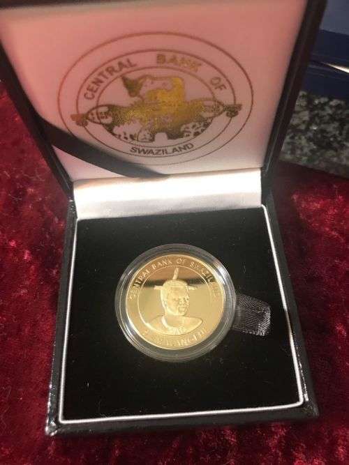 SWAZILAND 5 EMALANGENI PROOF COIN ,RARE`