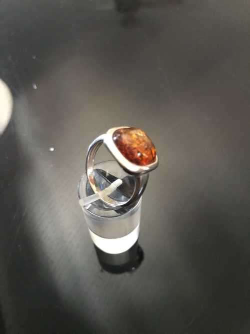 IMPORTED AMBER RING .925 SILVER