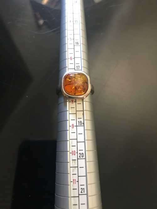 IMPORTED AMBER RING .925 SILVER