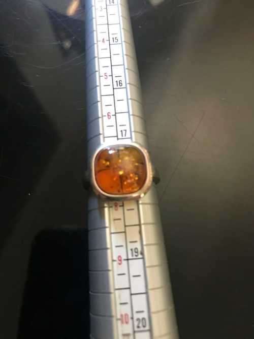 IMPORTED AMBER RING .925 SILVER