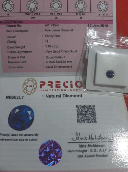 0.99ct FANCY BLUE DIAMOND ( i1)