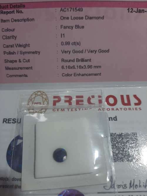0.99ct FANCY BLUE DIAMOND ( i1)