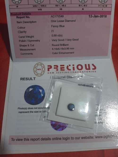 0.99ct FANCY BLUE DIAMOND ( i1)