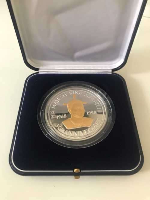 SWAZILAND 30th ANNIVERSARY COIN. 5 OZ 999 SILVER WITH CERTIFICATE
