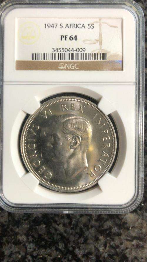 1947 S.AFRICA 5S NGC PF 64