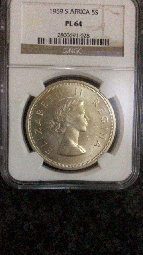 RARE . 1959 S. AFRICAN 5s NGS GREATED PL64