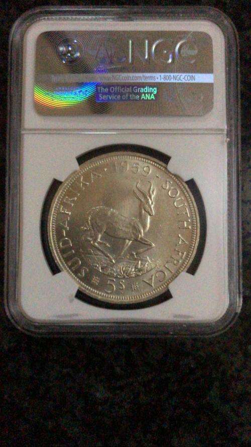RARE . 1959 S. AFRICAN 5s NGS GREATED PL64