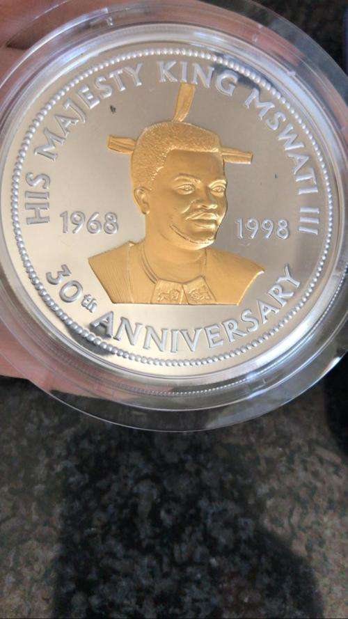 5 0z 999 SILVER. SWAZILAND 30TH ANNIVERSARY.