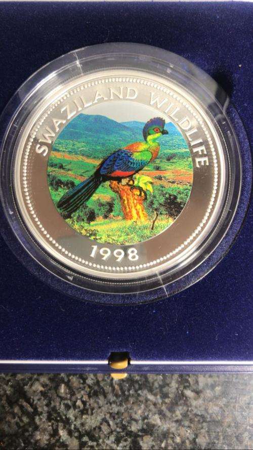 5 Oz 999 SILVER COIN .SWAZILAND WILDLIFE .LEGAL TENDER. LIMITED MINTAGE 0F 500ps