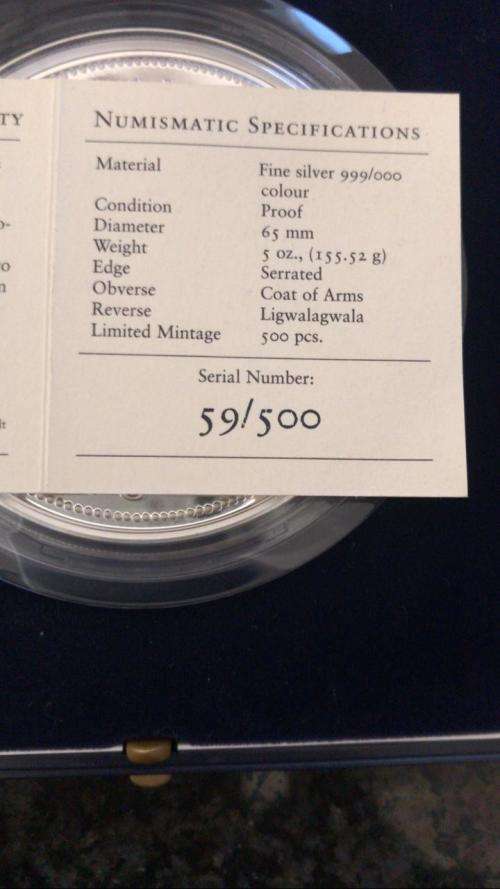 SWAZILAND 30TH ANNIVERSARY COIN 5 OZ 999 SILVER