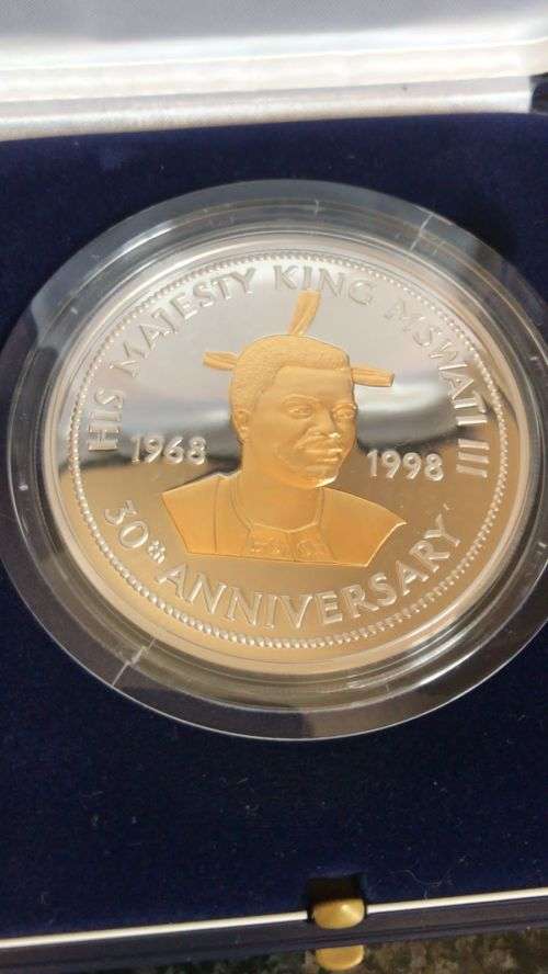 SWAZILAND 30TH ANNIVERSARY. 5 0z 999 SILVER COIN .