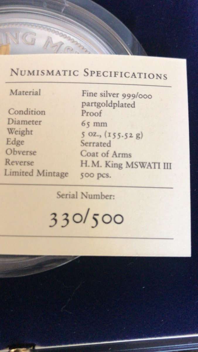 5 0z OF FINE SILVER 999. 30TH ANNIVERSARY.LIMITED MINTAGE