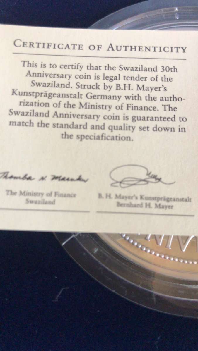 5 0z OF FINE SILVER 999. 30TH ANNIVERSARY.LIMITED MINTAGE