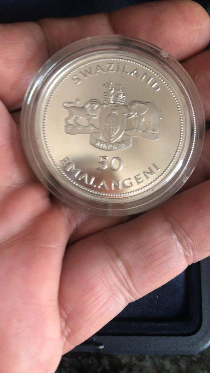 1 oz FINE SILVER 999.SWAZILAND ANNIVERSARY. MINTAGE 1000 pcs.