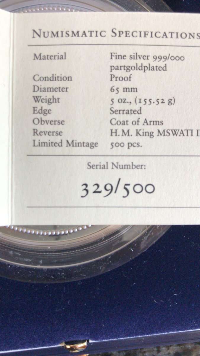 5 0z OF FINE SILVER 999. 30TH ANNIVERSARY.LIMITED MINTAGE