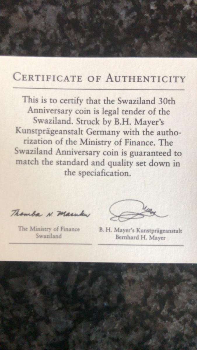 5 0z OF FINE SILVER 999. 30TH ANNIVERSARY.LIMITED MINTAGE