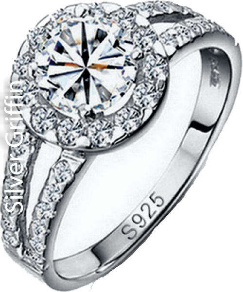 1.75 Carat Round Cut Simulated Diamond Solid 925 Sterling Silver  Ring Size 7