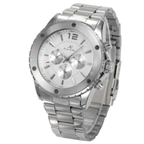 Classic KRONEN & SOHNE Silver Men's Analog Automatic Watch,Stainless Steel, Box, papers, Warranty