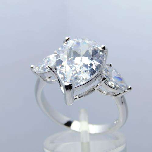 4 Carat Created PEAR Cut Diamond Ring with Accents Ring - Size7