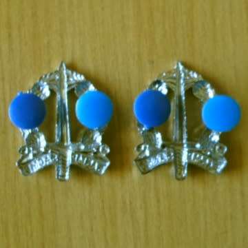 S.A Corps Of Military Police Chromed Collar Badges With Pins In Place - Pair.