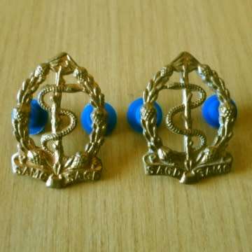 S.A Medical Service collar Badges with Pins In Place - Pair