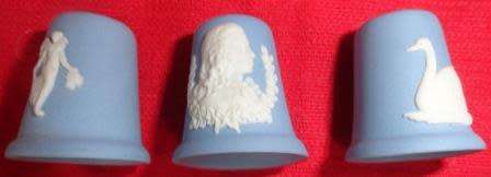 THREE Wedgewood thimbles
