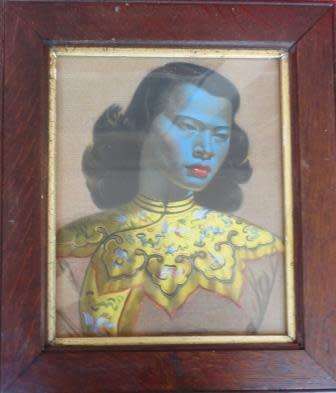 TRETCHIKOFF : The Blue Lady....in solid oak frame