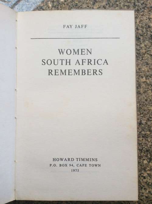 Women South Africa Remembers  Jaff, Fay 1975
