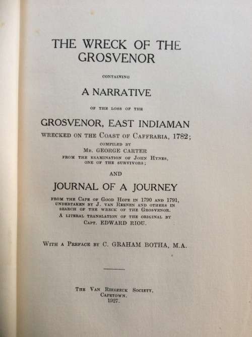 The Wreck of the Grosvenor VRS #8 1st Ed. 1927