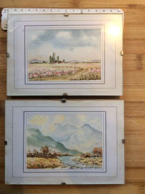 2x original miniature watercolours. Signed by artist.