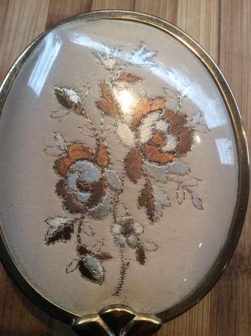 Brass hand mirror and brush set