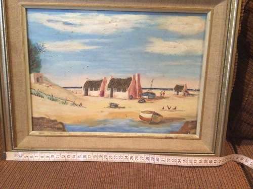 Sea Cottages acrylic on board.