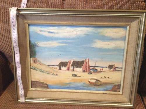 Sea Cottages acrylic on board.