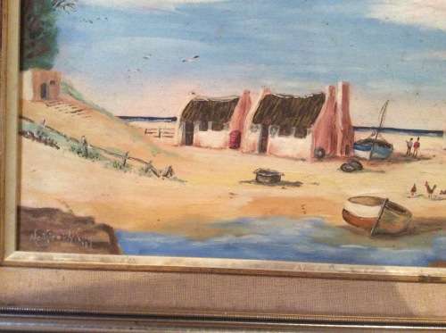 Sea Cottages acrylic on board.