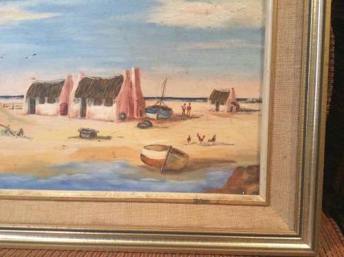 Sea Cottages acrylic on board.