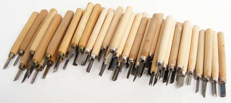 Large lot hobby wood carving chisels
